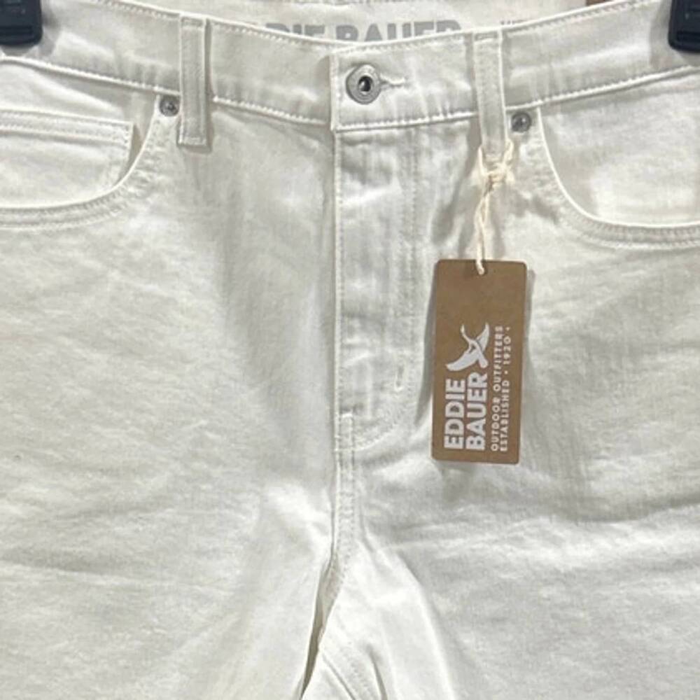 NEW EDDIE BAUER women's stretch cotton high rise cut off denim shorts in white - Picture 2 of 3